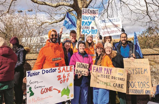 A view of the junior doctors` strike in the UK.